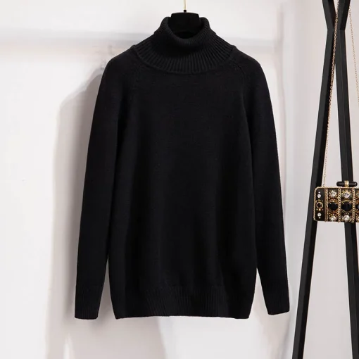 Plus Size Women's Loose Pullover Turtleneck Knitted Sweater - Image 5