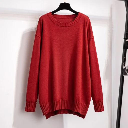 Plus Size Women's Spring Autumn Loose Pullover Knitted Sweater - Image 4