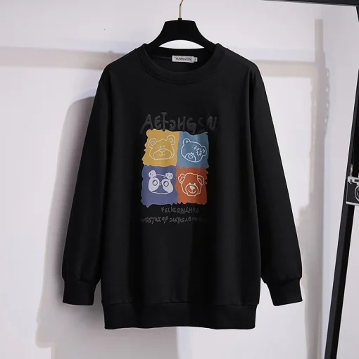 Plus Size Cartoon Print Loose Sweatshirt for Women - Image 3