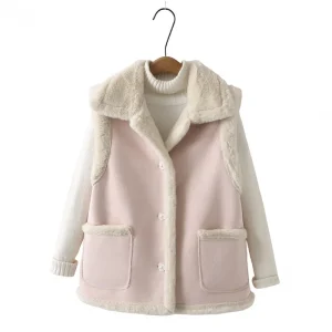 Plus Size Women’s Plush Parka, Suede Fur Sleeveless Vest