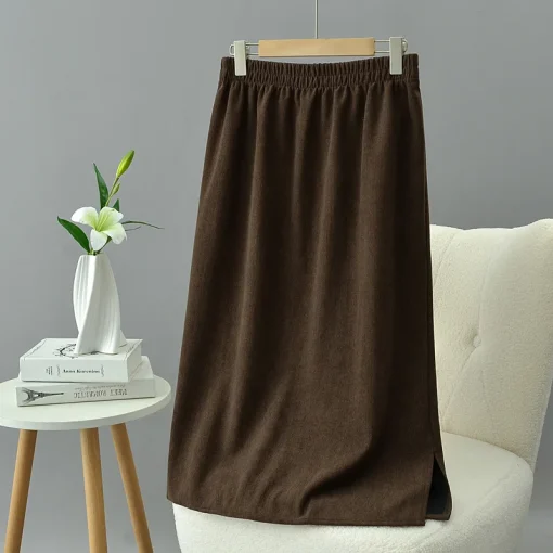 Plus Size Women's Loose High Waist Elastic Slit Skirt