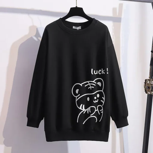 Plus Size Women's Spring Autumn Cartoon Print Sweatshirt - Image 3