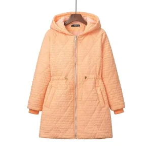Plus Size Women’s Hooded Cotton-Padded Parka with Drawstring Waist
