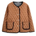 Plus Size Women’s Argyle Block Color Padded Parka, Winter Coat
