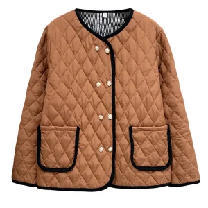 Plus Size Women’s Argyle Block Color Padded Parka, Winter Coat