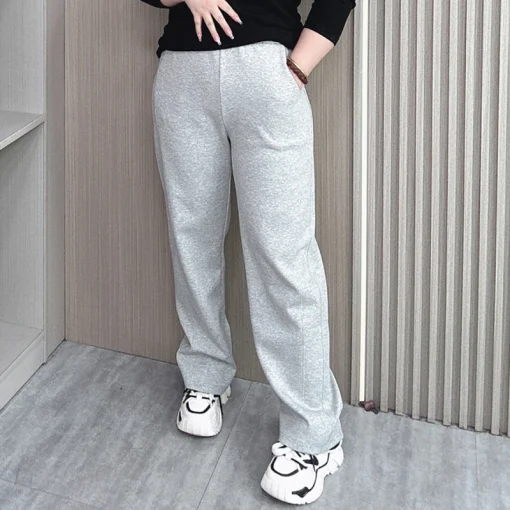 Women’s Elastic Waist Loose Casual Sweatpants Straight Leg - Image 4