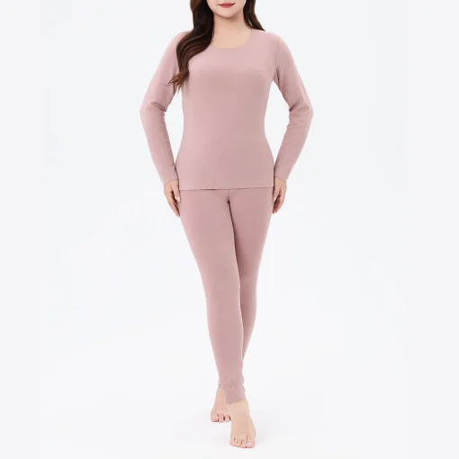 Plus Size Seamless Slim Long Johns Warm Underwear Set for Women - Image 4