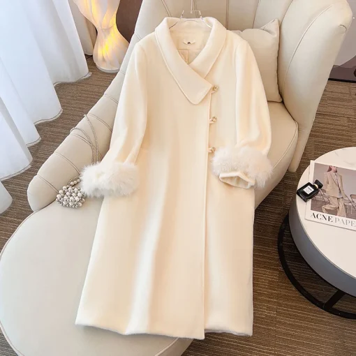 Plus Size Winter Thick Loose Lapel Woolen Trench Coat