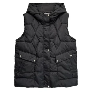 Plus Size Women’s Winter Hooded Cotton-padded Warm Sleeveless Parka