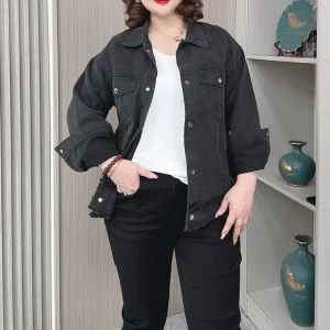 Vintage Fashion Denim Coat for Women, Loose Casual Jacket