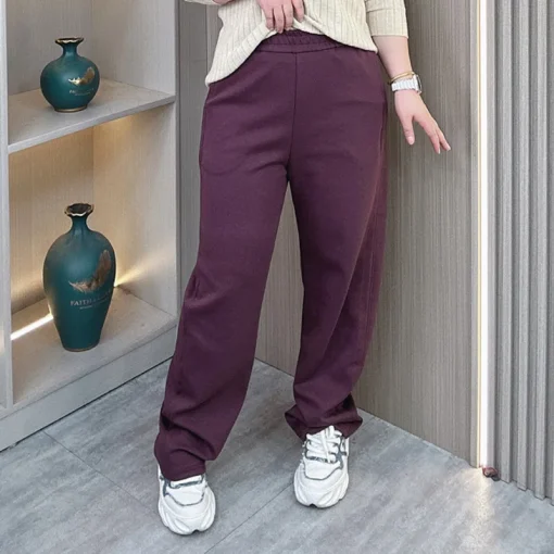 Plus Size Women’s High Waist Straight Leg Casual Pants - Image 2