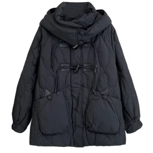 Plus Size Women’s Down Jacket, Hooded Chinese Style Warm Coat