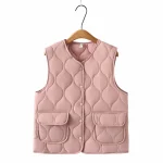 Plus Size Women’s Quilted Cotton-Padded Sleeveless Parka Vest