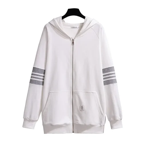 Plus Size Loose Fleece Hooded Zip Sweater Cardigan Coat - Image 6