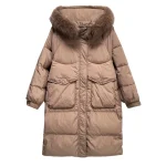 Plus Size Women Winter Down Coat Fox Fur Big Collar Jacket