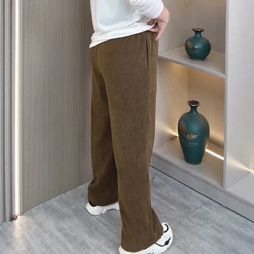 Plus Size Women’s Fleece-Lined High Waist Straight Pants - Image 3