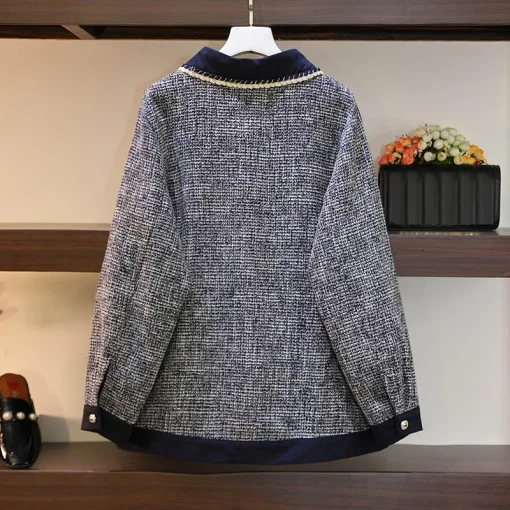 Plus Size Loose Single-Breasted Small Fragrance Jacket Coat - Image 3