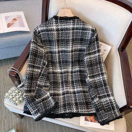 Plus Size Women's Loose Autumn Winter Thickened Checker Coat - Image 3