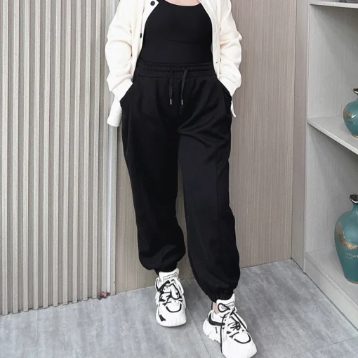 Women's Plus Size Loose Ankle Banded Elastic Waist Pants - Image 5