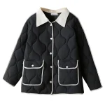 Plus Size Women’s Quilted Block Color Cotton-Padded Parka Coat