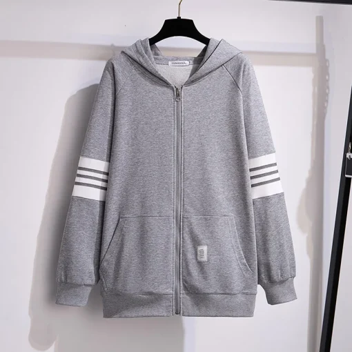 Plus Size Loose Fleece Hooded Zip Sweater Cardigan Coat - Image 5