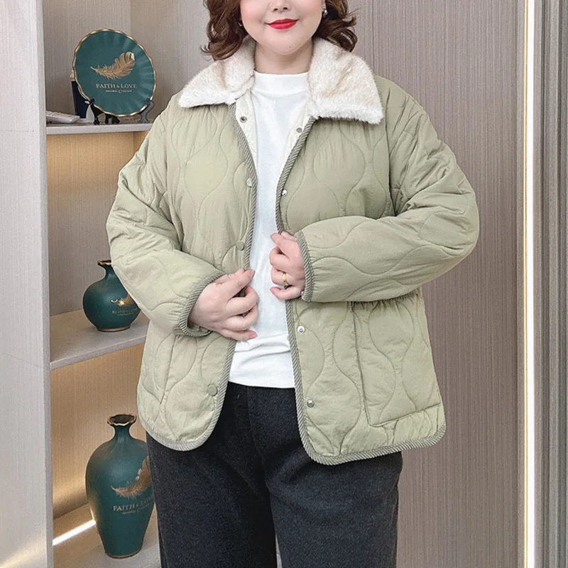 Plus Size Women’s Parka, Warm Fur Collar Cotton-Padded Coat - Image 5