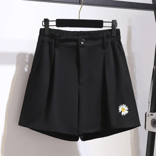 Plus Size Summer Casual High-Waisted Wide-Leg A-Line Shorts