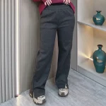Plus Size Women's High Waist Fleece-Lined Woolen Pants