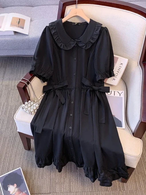 Plus Size Women's Summer Loose Retro Doll Collar Dress