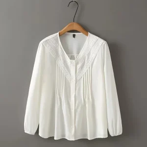 Women's Plus Size Lace V-Neck Chiffon Blouse