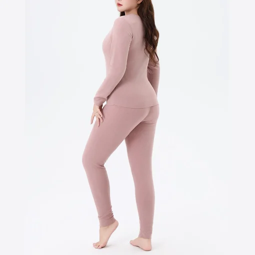 Plus Size Seamless Slim Long Johns Warm Underwear Set for Women - Image 5