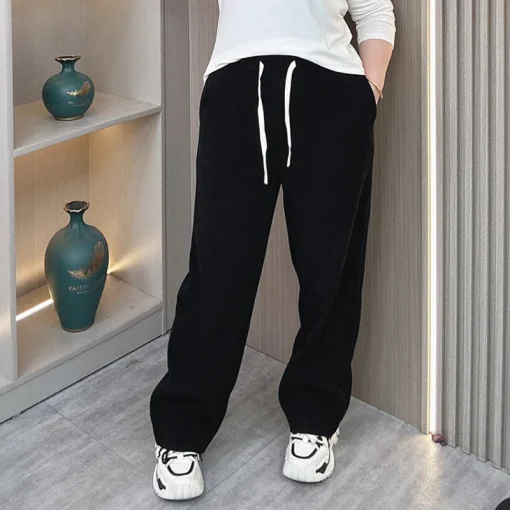 Plus Size Women’s Fleece-Lined High Waist Straight Pants - Image 4