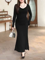 Plus Size Women's Reversible Velour Fishtail Swingneck Mermaid Dress