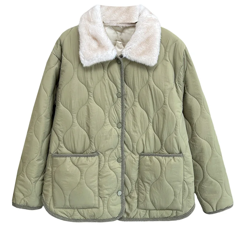 Plus Size Women’s Parka, Warm Fur Collar Cotton-Padded Coat - Image 6