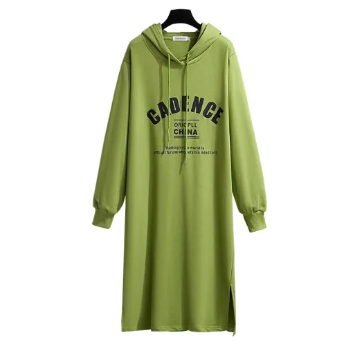 Plus Size Loose Hooded Letter Print Sweater Dress - Image 6