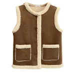 Plus Size Women's Sleeveless Winter Vest Fleece-Lined Warm Waistcoat