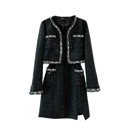 Plus Size Women's Small Fragrant Coat & Strap Dress Set - Image 6