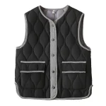 Plus Size Women’s Quilted Block Color Sleeveless Parka Vest