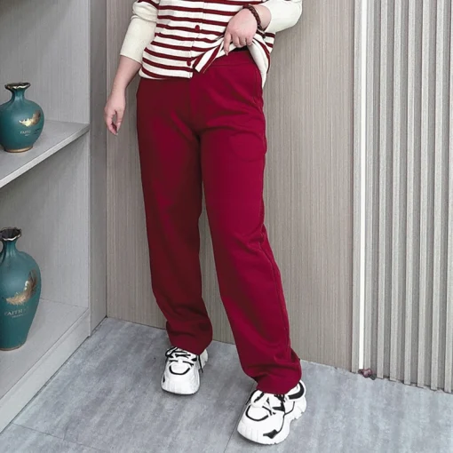 Women's Plus Size High Waist Straight Leg Casual Sweatpants - Image 2