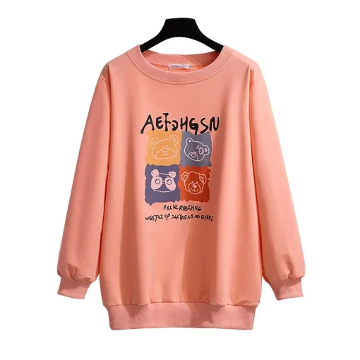 Plus Size Cartoon Print Loose Sweatshirt for Women - Image 6