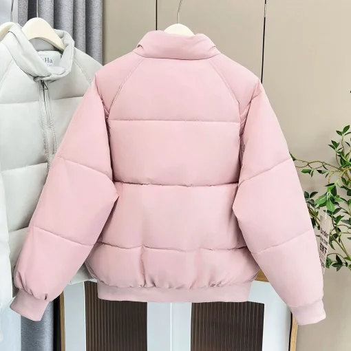 Plus Size Women's Winter Parka Loose Minimalistic Stand Collar Warm Jacket - Image 3