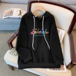 Plus Size Women's Casual Printed Hooded Sweatshirt Top
