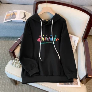 Plus Size Women's Casual Printed Hooded Sweatshirt Top