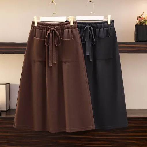 Plus Size Elastic Waist Loose A-Line Skirt for Women