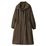 Plus Size Women Winter Down Coat X-long Washed Cotton Jacket