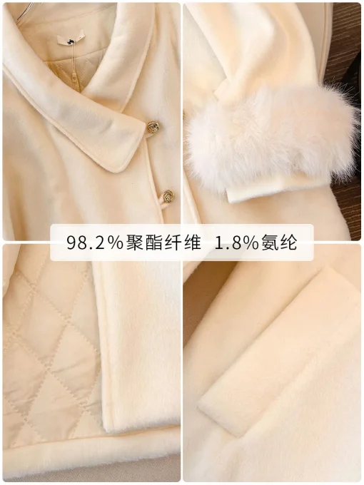 Plus Size Winter Thick Loose Lapel Woolen Trench Coat - Image 5