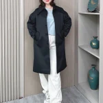 Plus Size Women Long Loose Single Breasted Trench Coat