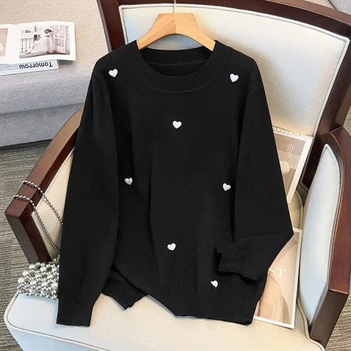 Plus Size Spring Autumn Winter Loose Round Neck Pullover Sweater - Image 3