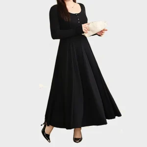 Supermodel Women's Drape Effect Long Dress, Plus Size, Autumn Fashion