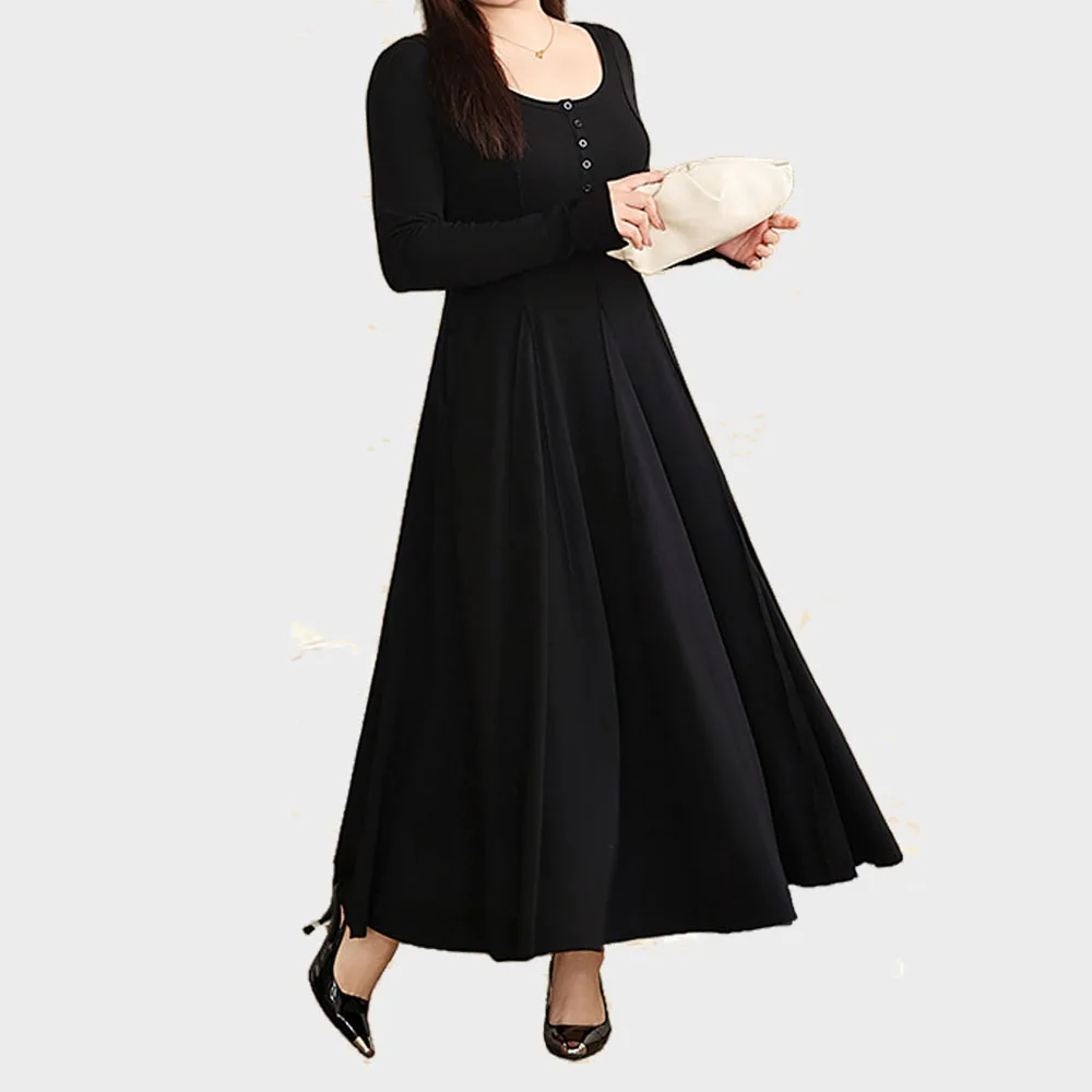 Supermodel Women's Drape Effect Long Dress, Plus Size, Autumn Fashion